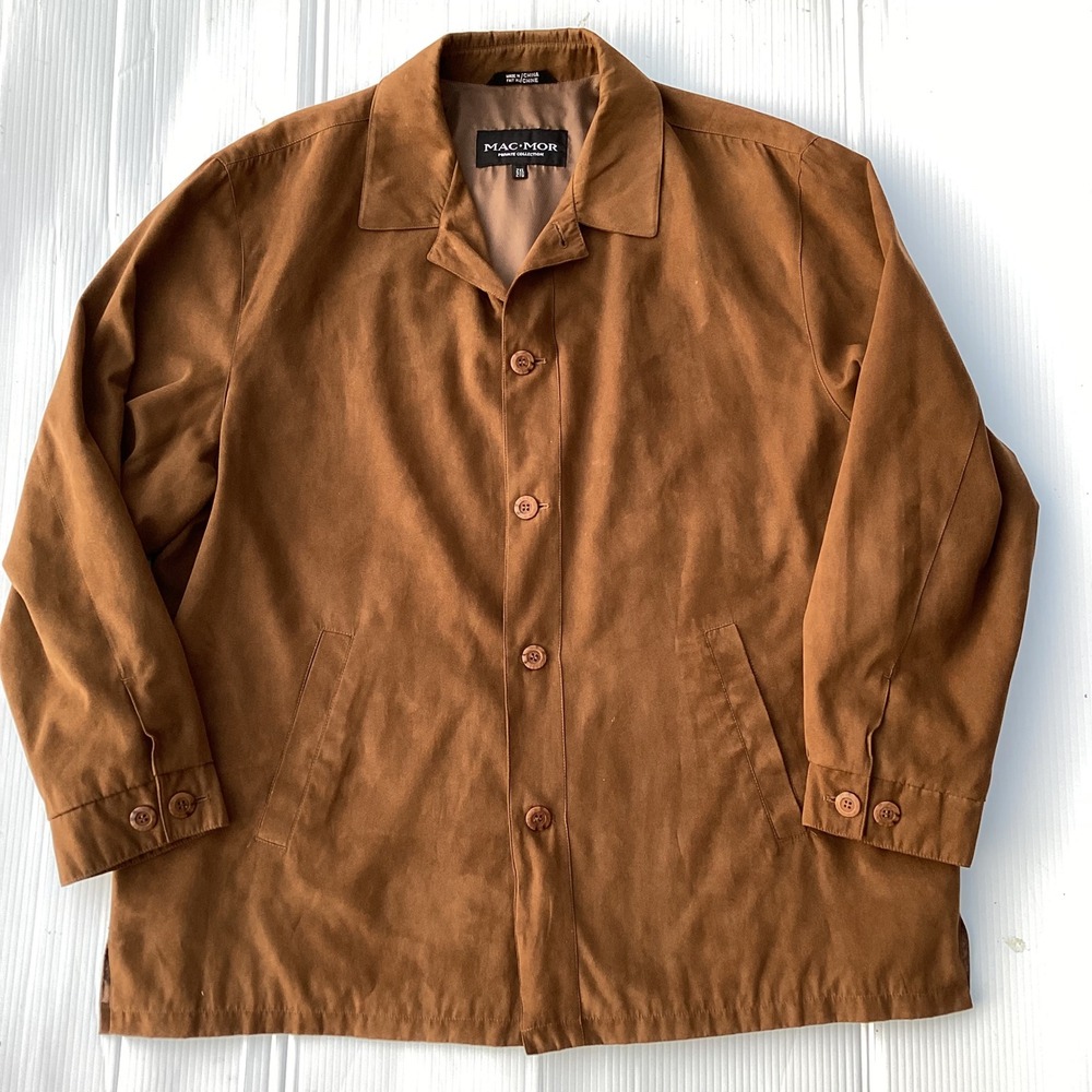 Mac Mor Private Collection Mens‎ Brown Faux Suede Button Front Jacket Size 2XL